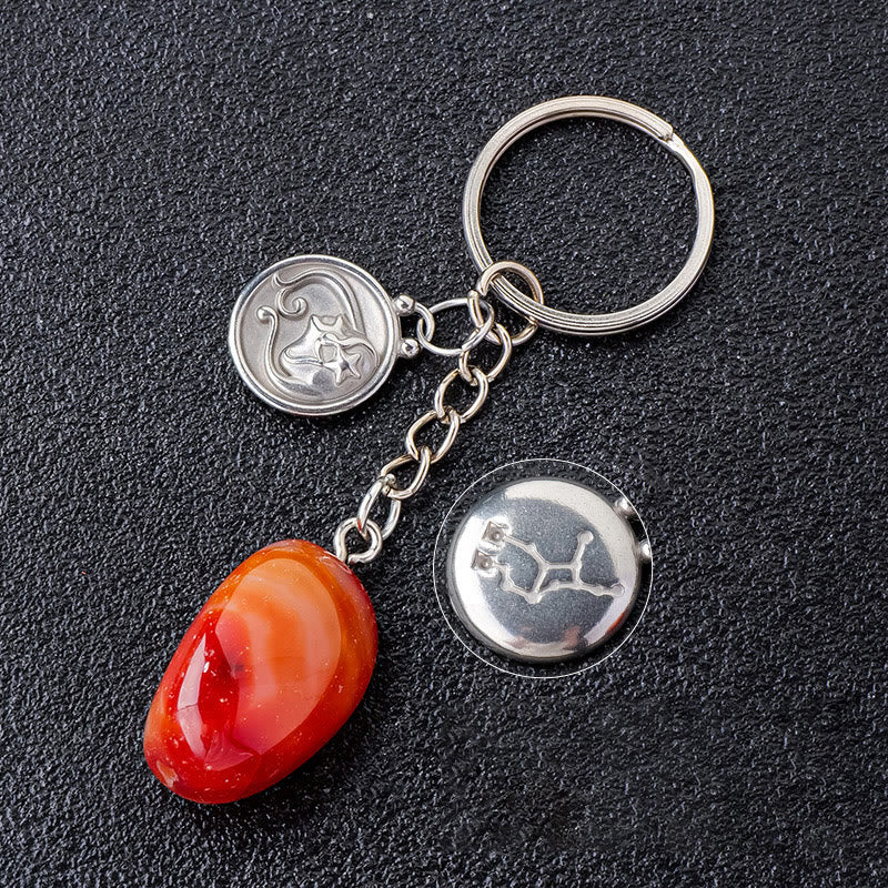 Porte-clés Olivenorma en cristal du zodiaque et pierre naturelle - Agate rouge-Vierge - Argent - image 17