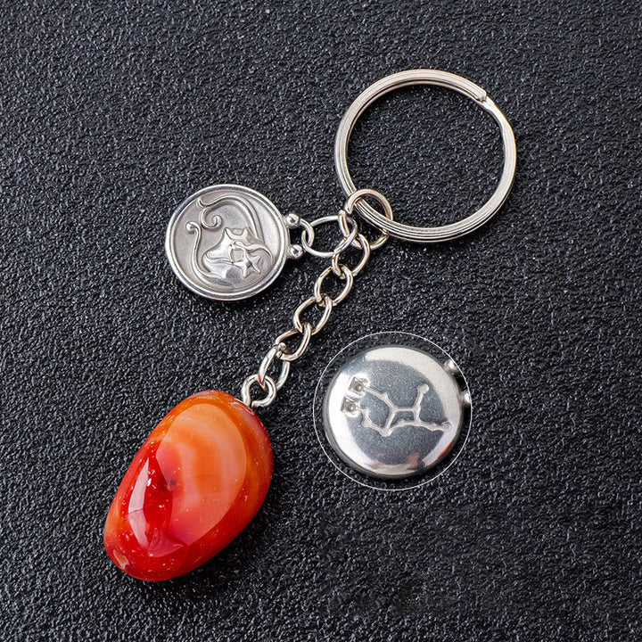 Porte-clés Olivenorma en cristal du zodiaque et pierre naturelle - Agate rouge-Vierge - Argent - image 17