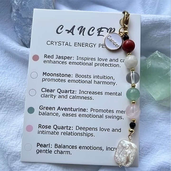 Porte-clés pendentif Olivenorma Zodiaque en pierre naturelle et cristal  - Cancer - image 8