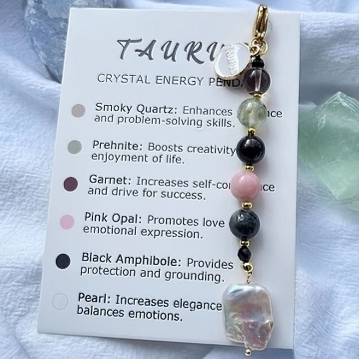 Porte-clés pendentif Olivenorma Zodiaque en pierre naturelle et cristal  - Taureau - image 10