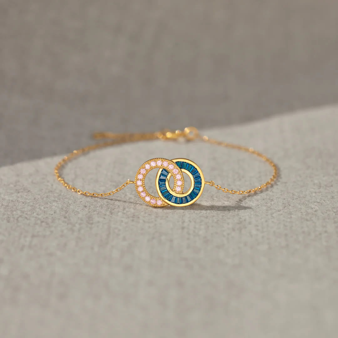 Bracelet Olivenorma personnalisé avec pierres de naissance, cadeau mère-fille, cercles entrelacés - image 10