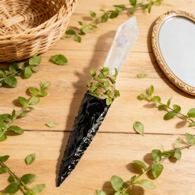 Poignard en pierre brute et cristal naturel Olivenorma, décoration en pierre précieuse - Quartz clair - image 3