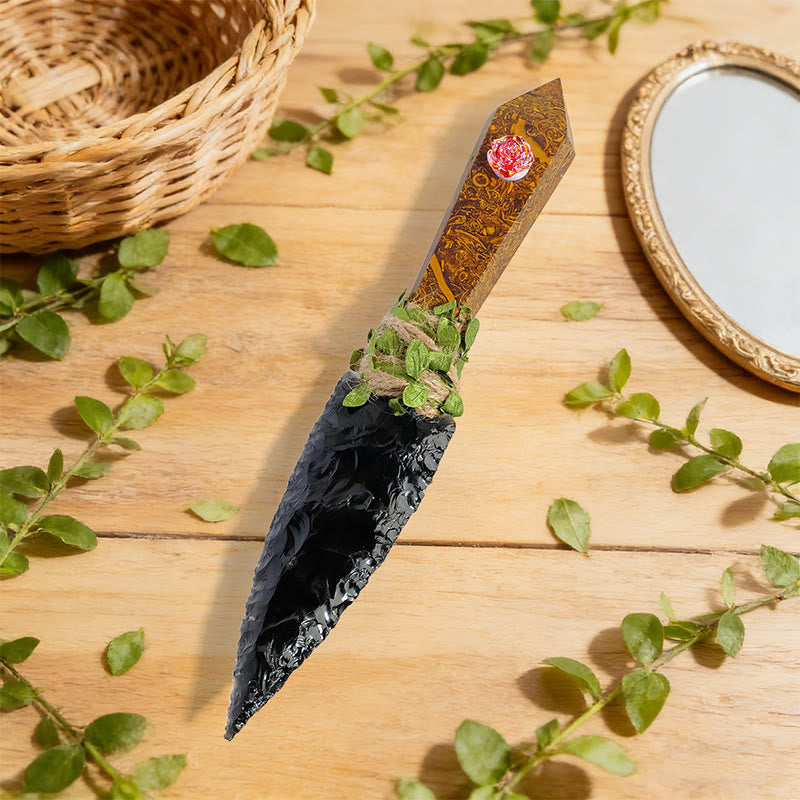 Poignard en pierre brute et cristal naturel Olivenorma, décoration en pierre précieuse - Jasper des tableaux - image 9