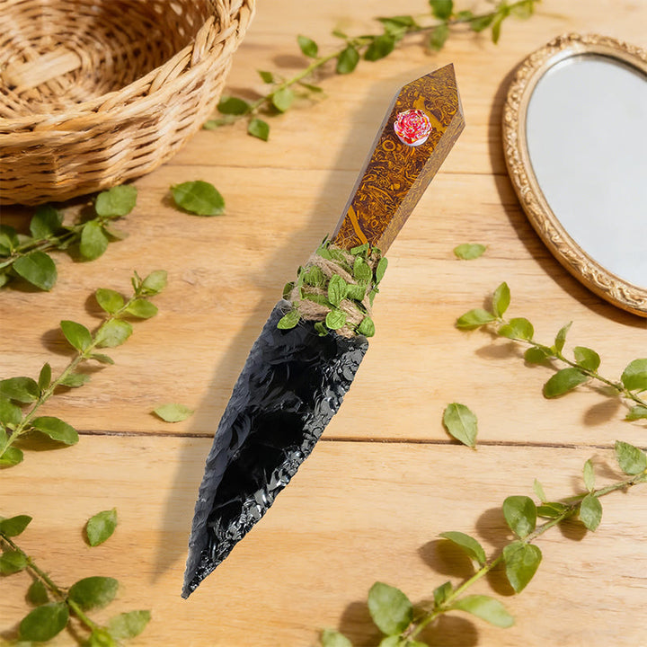 Poignard en pierre brute et cristal naturel Olivenorma, décoration en pierre précieuse - Jasper des tableaux - image 9