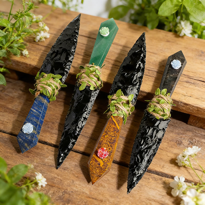 Poignard en pierre brute et cristal naturel Olivenorma, décoration en pierre précieuse - image 16