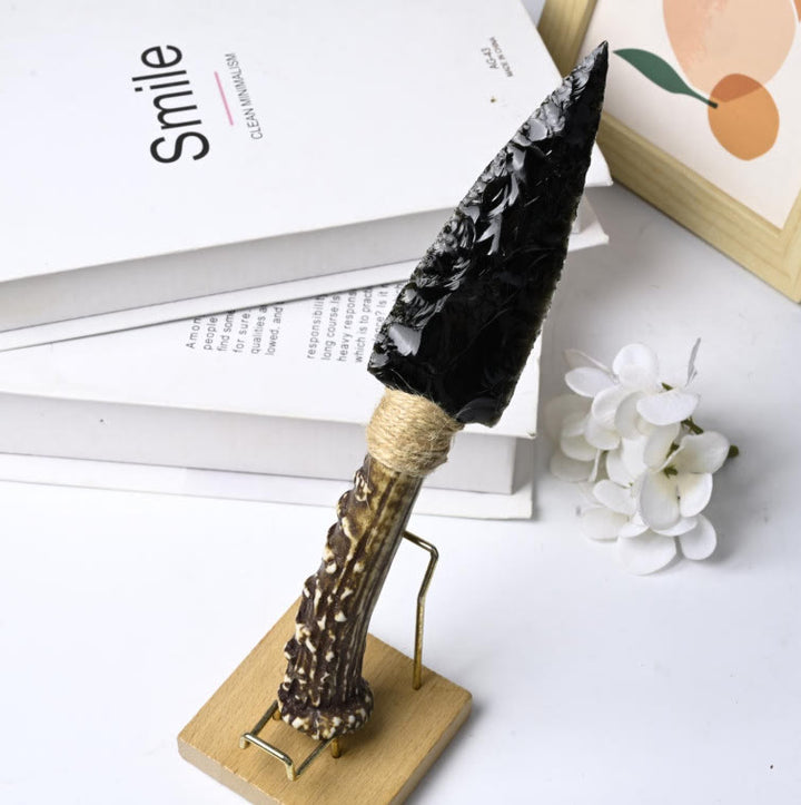 Dague en obsidienne avec griffe de dragon et pierre précieuse Olivenorma - Obsidienne - Fait à la main - image 0