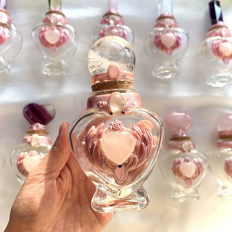 Bouteille magique en cristal rose Olivenorma avec décoration en pierre précieuse - image 0