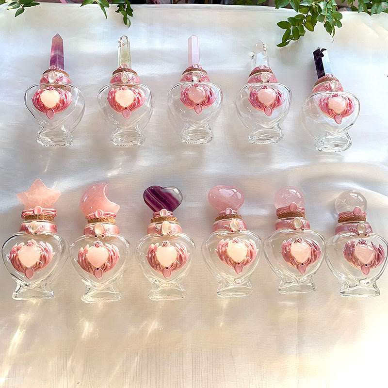 Bouteille magique en cristal rose Olivenorma avec décoration en pierre précieuse - image 17