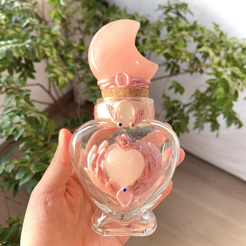 Bouteille magique en cristal rose Olivenorma avec décoration en pierre précieuse - Quartz rose - Lune - image 7