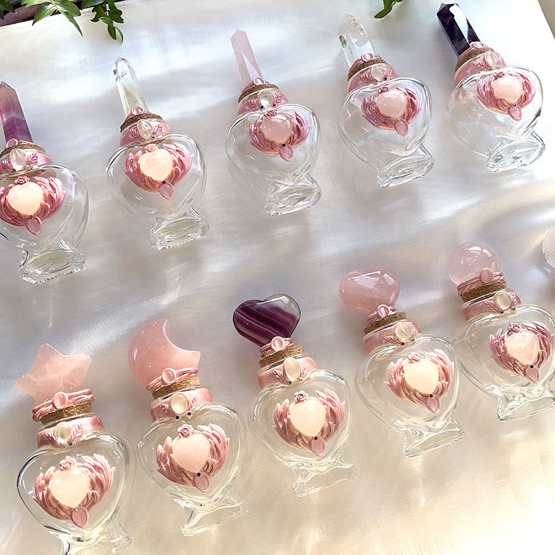 Bouteille magique en cristal rose Olivenorma avec décoration en pierre précieuse - image 18