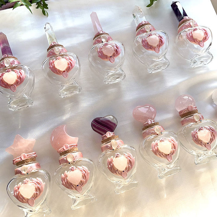 Bouteille magique en cristal rose Olivenorma avec décoration en pierre précieuse - image 18