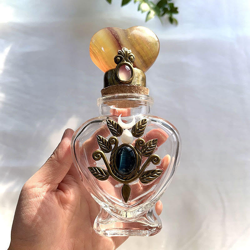 Bouteille d'énergie magique en cristal naturel Olivenorma avec décoration en pierre précieuse - Fluorine - Cœur - image 10