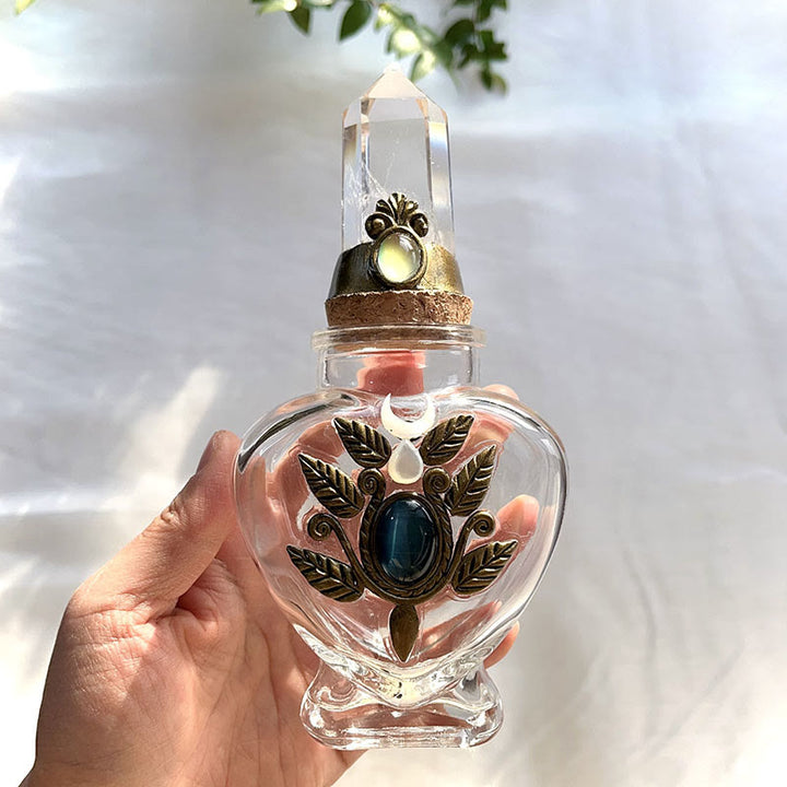 Bouteille d'énergie magique en cristal naturel Olivenorma avec décoration en pierre précieuse - Quartz clair - Tour - image 2