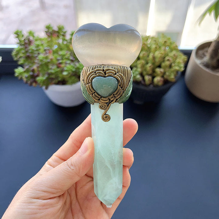 Baguette magique en cristal naturel Olivenorma - Décoration en pierre précieuse - Fluorite jaune et fluorite verte - Style n° 01 - image 15