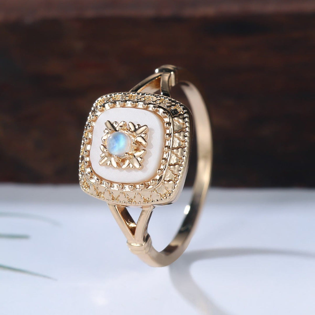 Bague vintage en quartz transparent carré Olivenorma - 10 - image 0