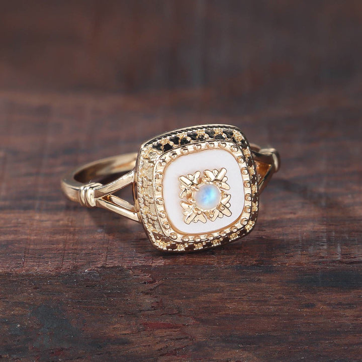Bague vintage en quartz transparent carré Olivenorma - image 3