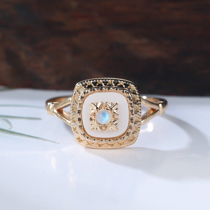 Bague vintage en quartz transparent carré Olivenorma - image 2