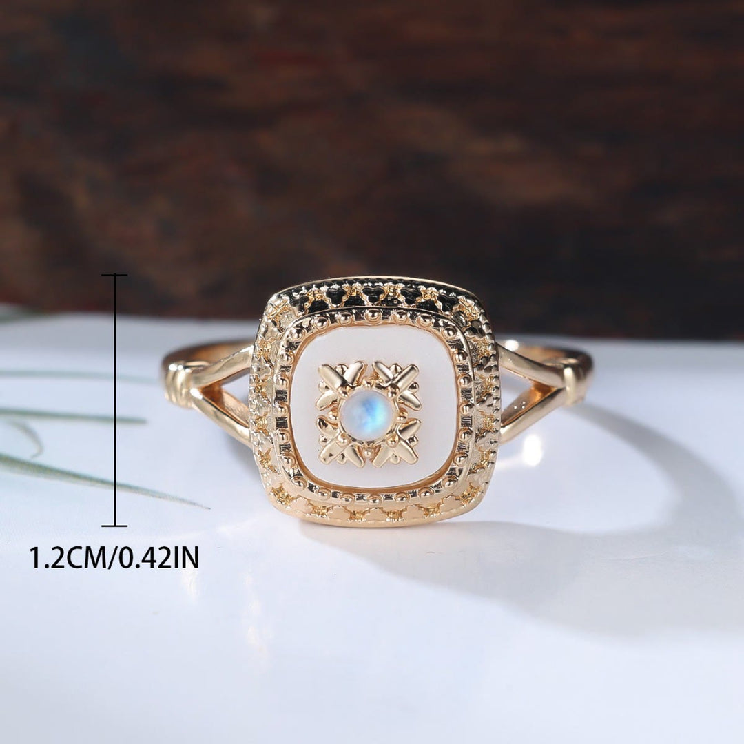 Bague vintage en quartz transparent carré Olivenorma - image 4