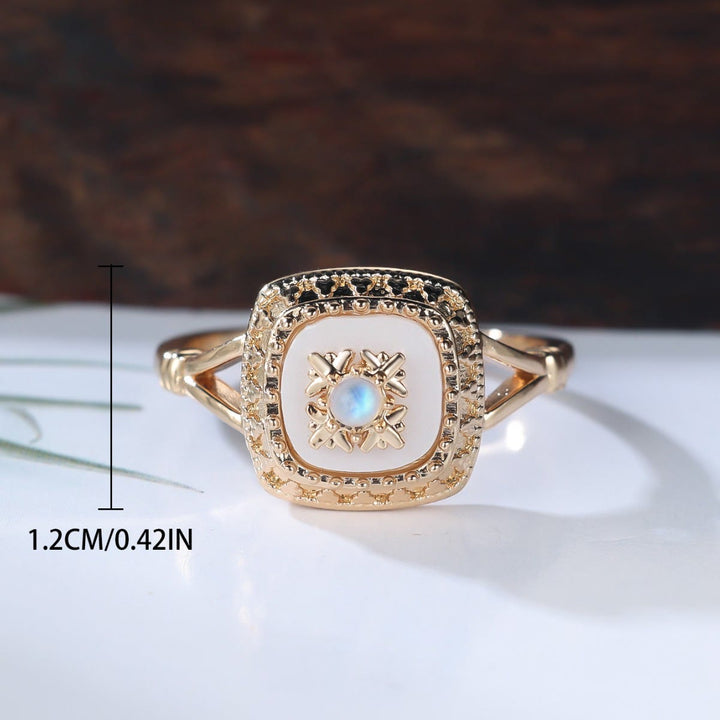 Bague vintage en quartz transparent carré Olivenorma - image 4