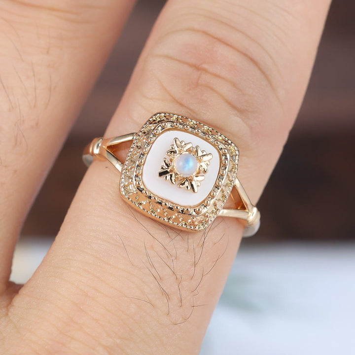 Bague vintage en quartz transparent carré Olivenorma - image 1