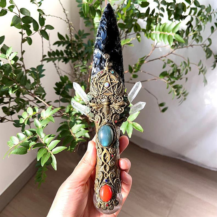 Baguette poignardée en cristal naturel d'obsidienne Olivenorma, pierre précieuse décorative - Obsidienne - Pièce unique - image 1