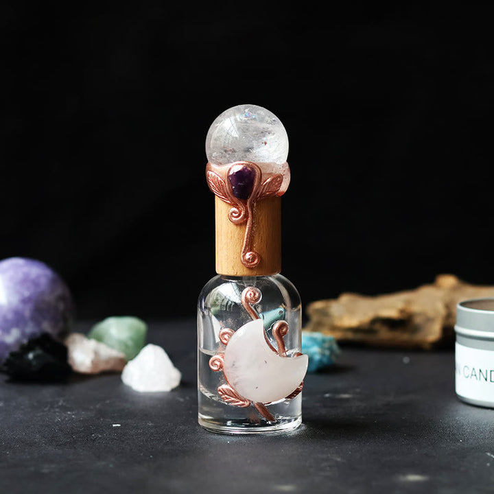 Bouteille de rangement Olivenorma en cristal de quartz clair et fluorite, ornée de pierres précieuses - Quartz clair - image 1