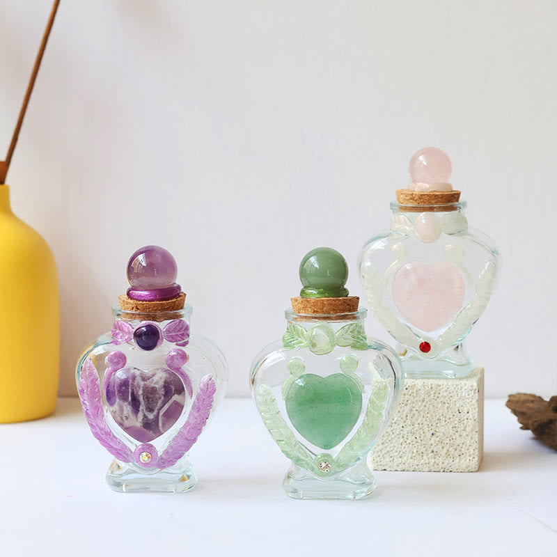 Bouteille à souhaits en cristal naturel Olivenorma décorée de pierres précieuses - image 0