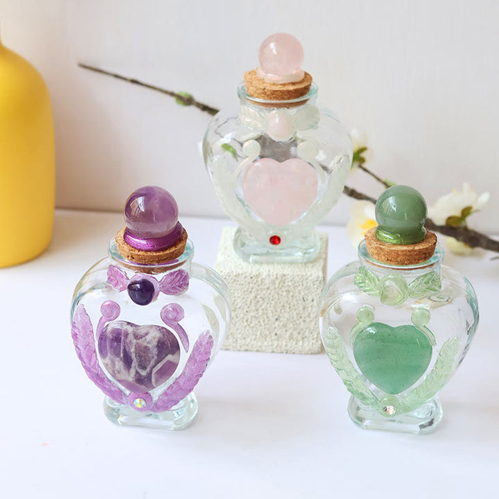 Bouteille à souhaits en cristal naturel Olivenorma décorée de pierres précieuses - image 7