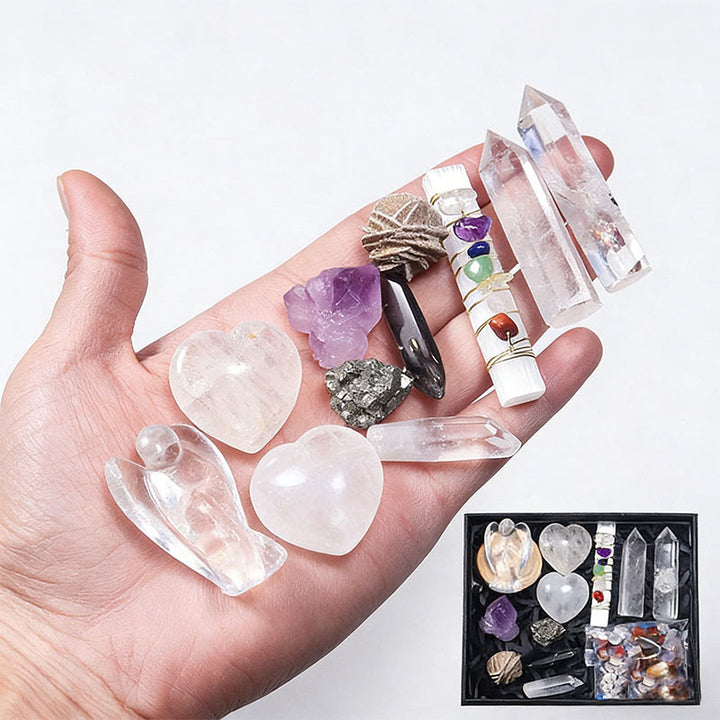 Coffret en cristal Olivenorma en pierre naturelle Ange, Tour et Cœur - Quartz clair - image 13