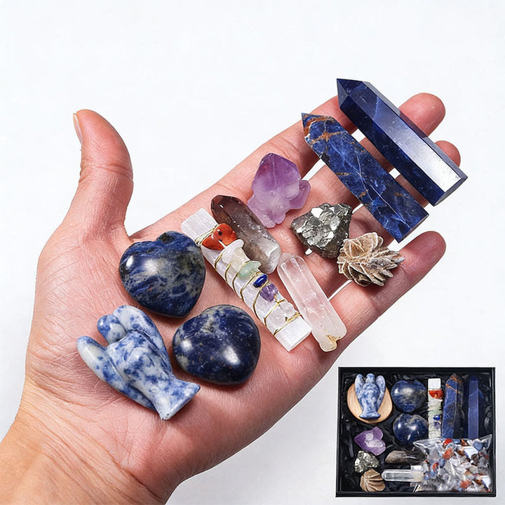 Coffret en cristal Olivenorma en pierre naturelle Ange, Tour et Cœur - Sodalite bleue - image 9