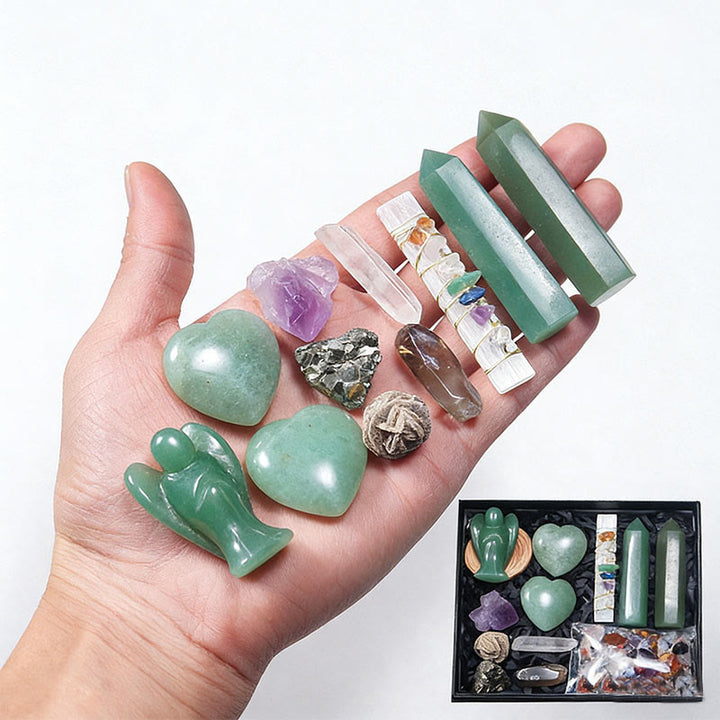 Coffret en cristal Olivenorma en pierre naturelle Ange, Tour et Cœur - Aventurine verte - image 11