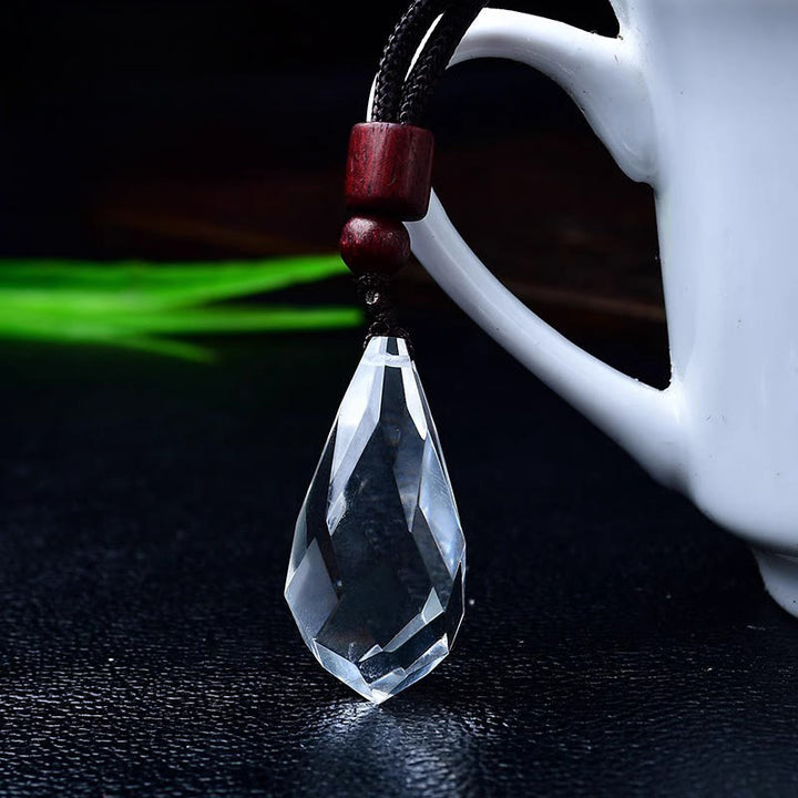 Collier pendentif en pierre naturelle brute Olivenorma en forme de larme - Quartz clair - image 9