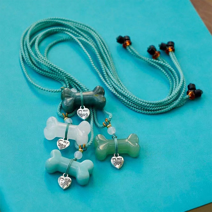 Collier pour animaux de compagnie Olivenorma en os et pierres précieuses naturelles - Aventurine verte et corde verte - image 15