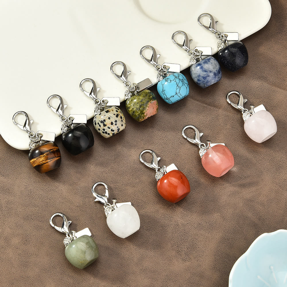Porte-clés Olivenorma Pomme en cristal coloré et pierre naturelle - image 0