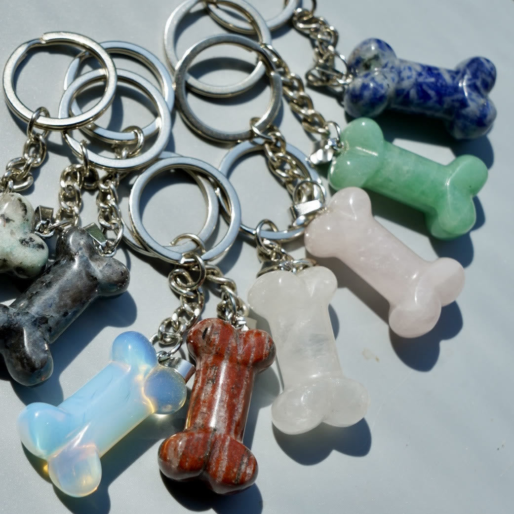 Porte-clés Olivenorma en pierre naturelle en forme d'os pour chien - image 21