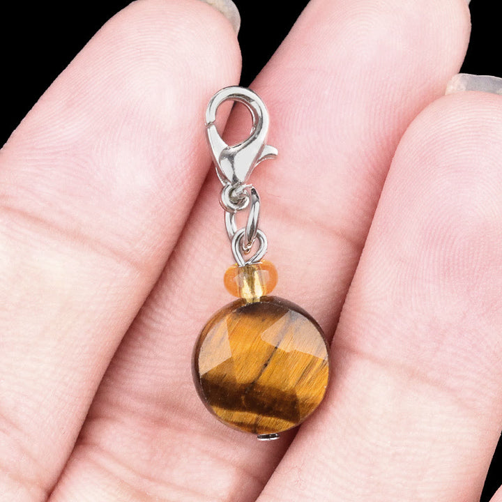 Porte-clés hexagramme en cristal et pierre naturelle Olivenorma - Œil de tigre - image 1