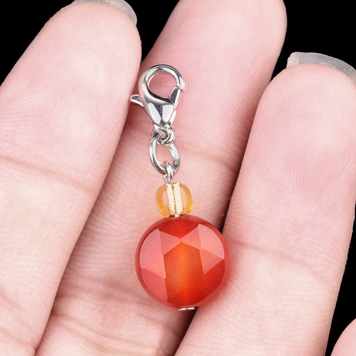 Porte-clés hexagramme en cristal et pierre naturelle Olivenorma - Agate rouge - image 3