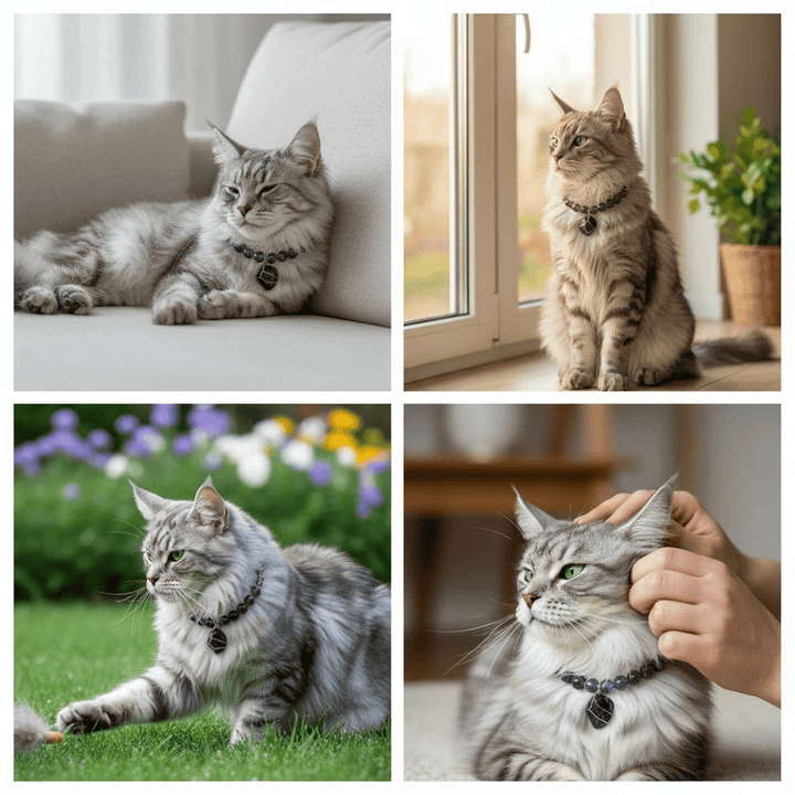 Collier pour animaux de compagnie Olivenorma en cristal d'améthyste et d'obsidienne pour méditation apaisante - image 3