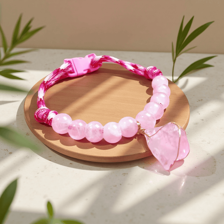 Collier pour animaux Olivenorma Gentle Calm en quartz rose - Quartz rose - Réglable de 25 à 35 cm - image 1