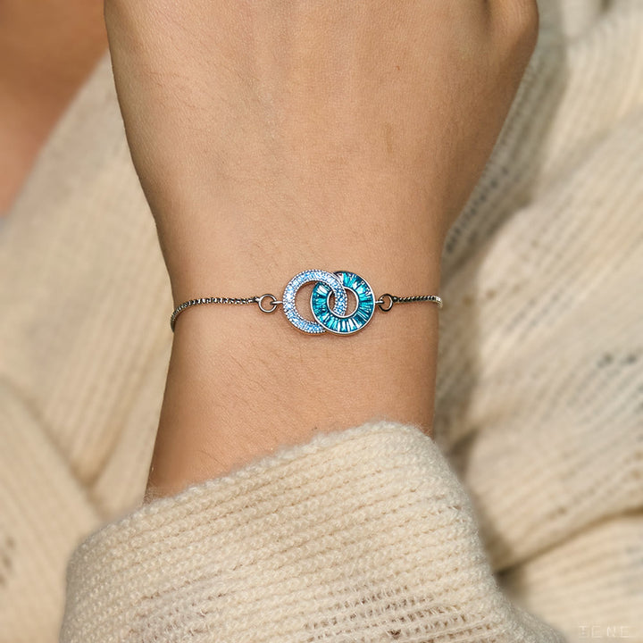 Bracelet Olivenorma personnalisé avec pierres de naissance, cadeau mère-fille, cercles entrelacés - image 5