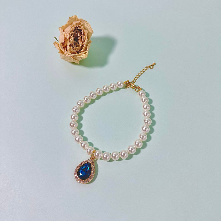 Collier élégant pour chaton Olivenorma en cristal naturel et perles - Zircon bleu - L(30+5cm) - image 3