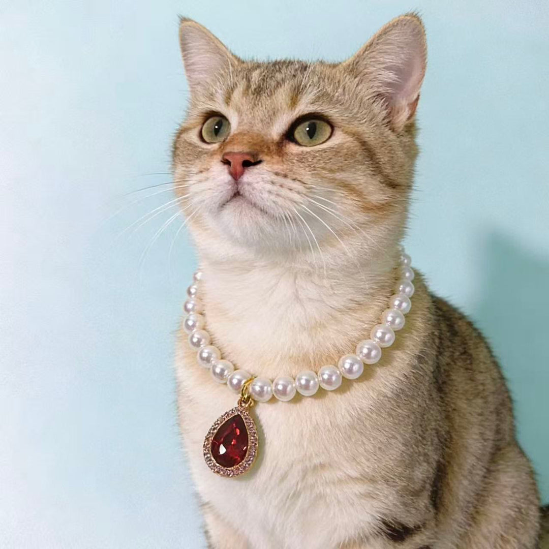 Collier élégant pour chaton Olivenorma en cristal naturel et perles - image 0
