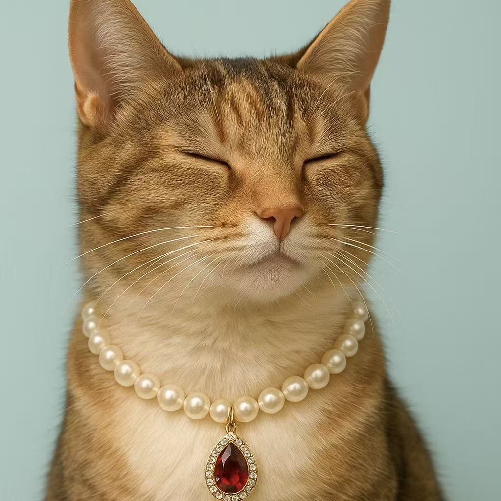 Collier élégant pour chaton Olivenorma en cristal naturel et perles - image 2