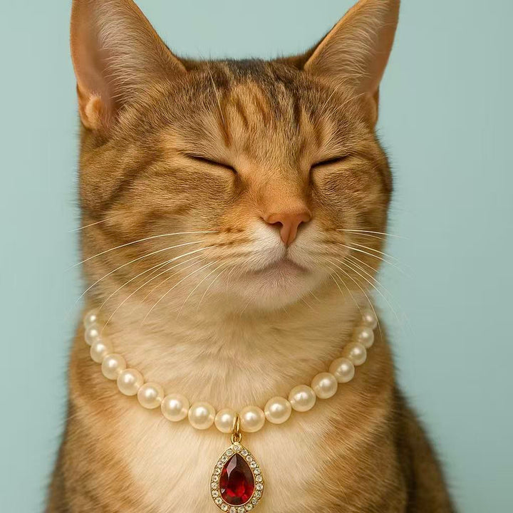 Collier élégant pour chaton Olivenorma en cristal naturel et perles - image 2