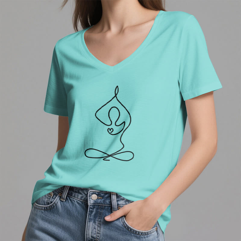 T-shirt de yoga et de méditation Olivenorma Focus Balance à col en V - image 14