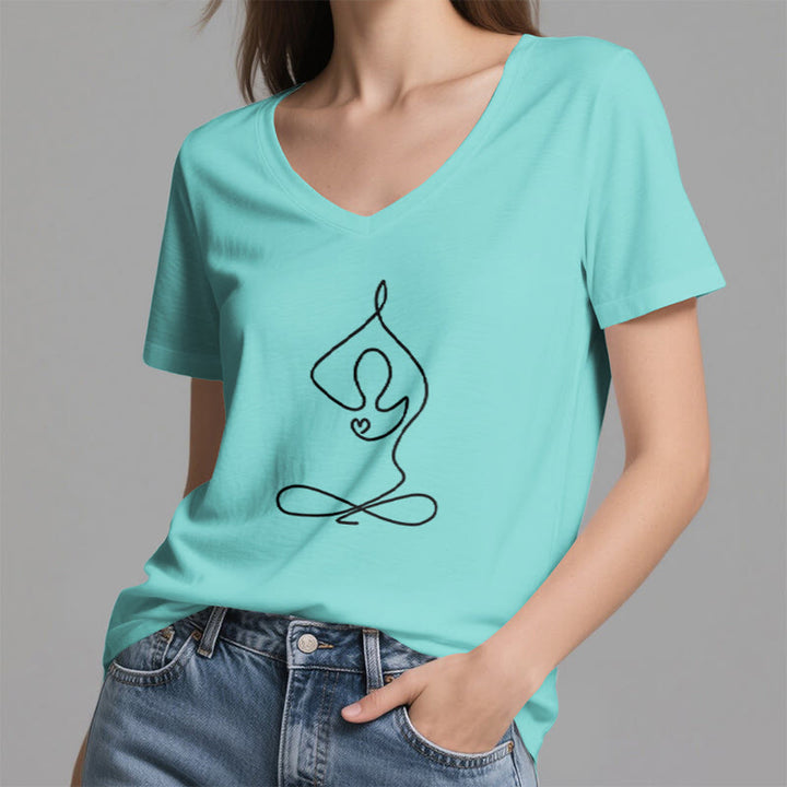 T-shirt de yoga et de méditation Olivenorma Focus Balance à col en V - image 14