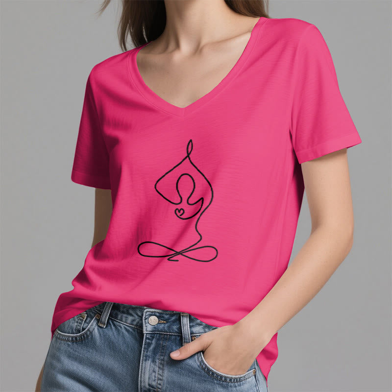 T-shirt de yoga et de méditation Olivenorma Focus Balance à col en V - image 26