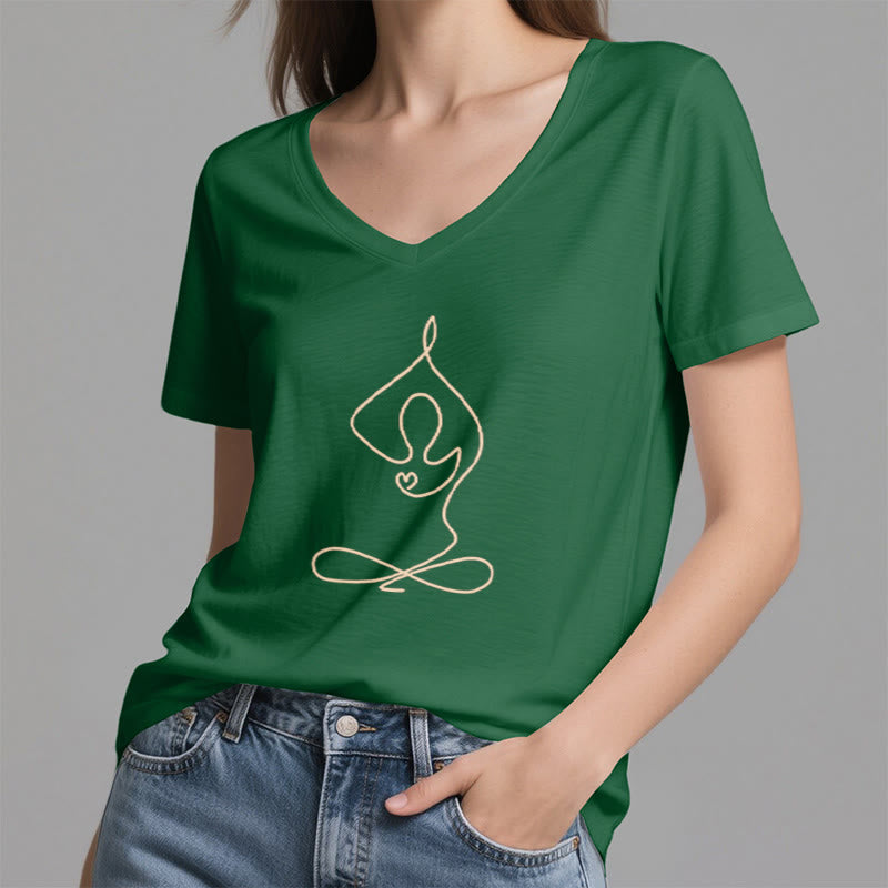 T-shirt de yoga et de méditation Olivenorma Focus Balance à col en V - image 18