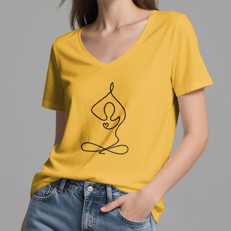 T-shirt de yoga et de méditation Olivenorma Focus Balance à col en V - image 24