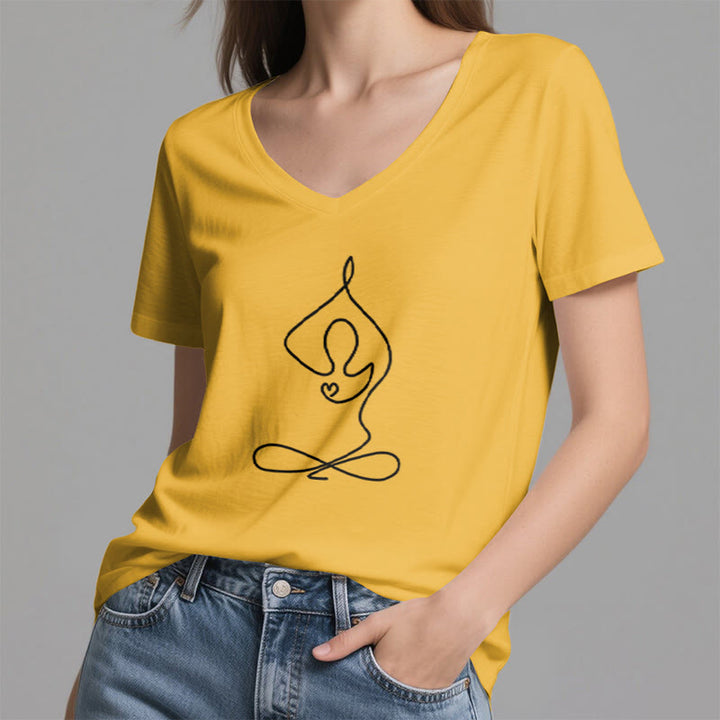 T-shirt de yoga et de méditation Olivenorma Focus Balance à col en V - image 24